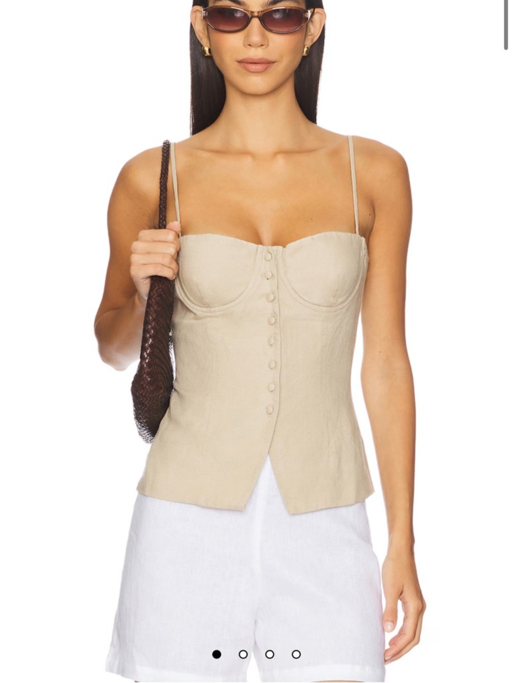 Onia Beige Bustier Camisole with Front Buttons